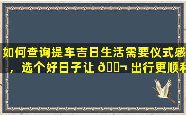 如何查询提车吉日生活需要仪式感，选个好日子让 🐬 出行更顺利